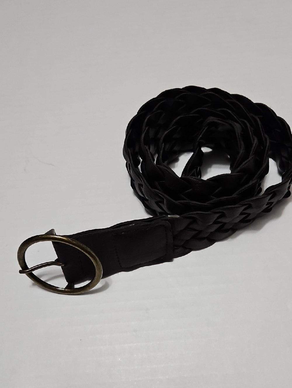 Women's Woven Wide Dark Brown Wide Round-Buckle Belt - Size XL